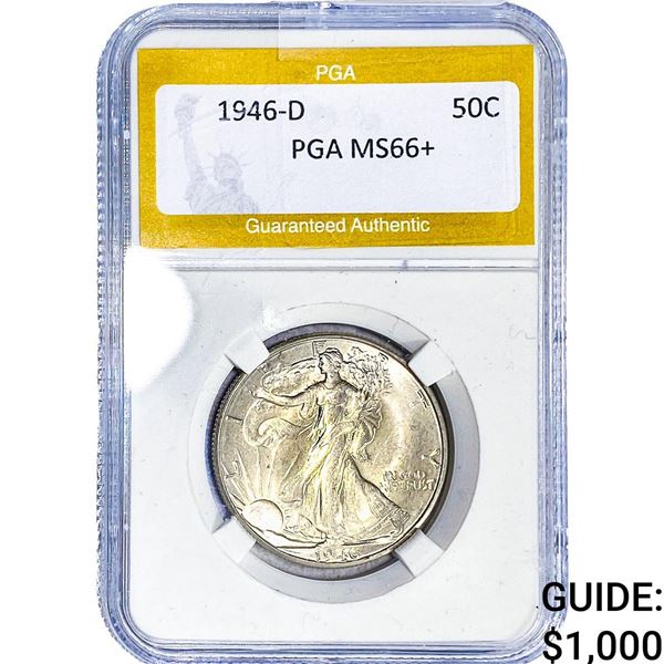 1946-D Walking Liberty Half Dollar PGA MS66+