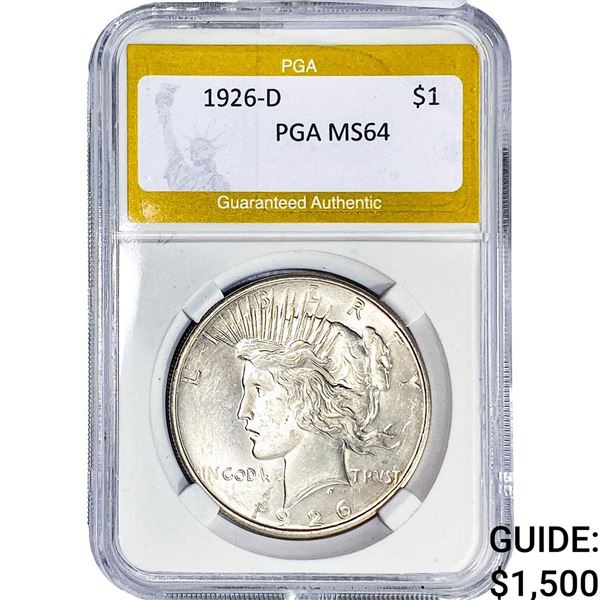 1926-D Silver Peace Dollar PGA MS64