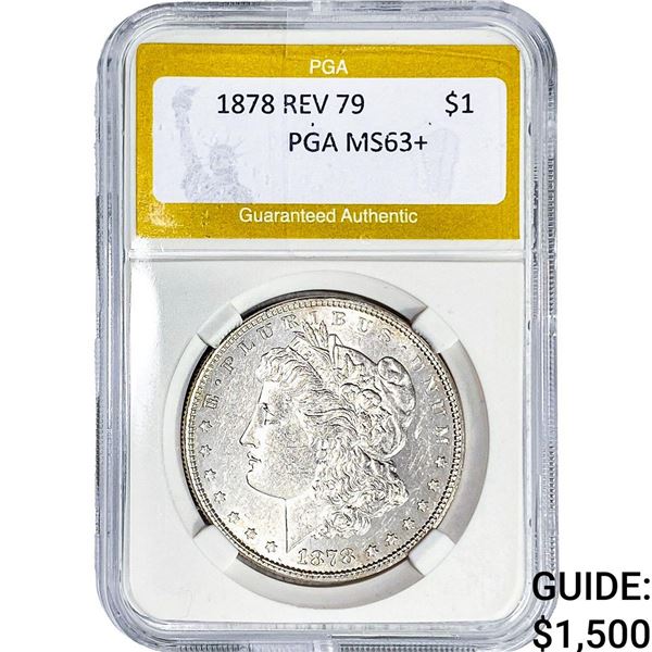 1878 Rev 79 Morgan Silver Dollar PGA MS63+