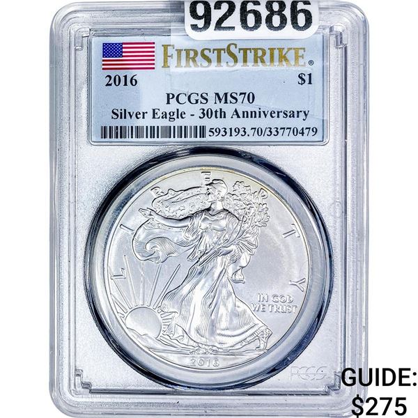 2016 Silver Eagle PCGS MS70 30th Anniversary