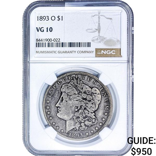 1893-O Morgan Silver Dollar NGC VG10