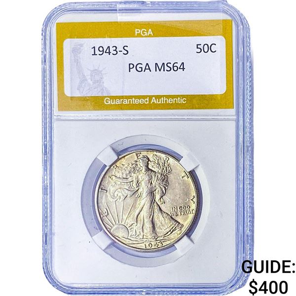 1943-S Walking Liberty Half Dollar PGA MS64