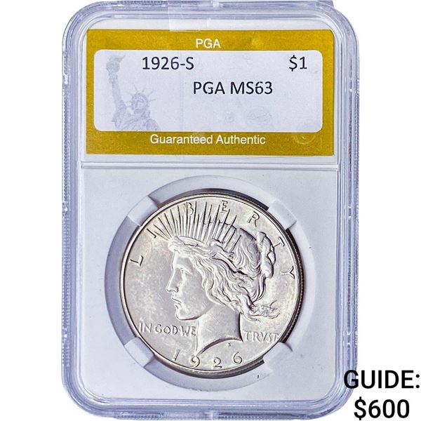 1926-S Silver Peace Dollar PGA MS63