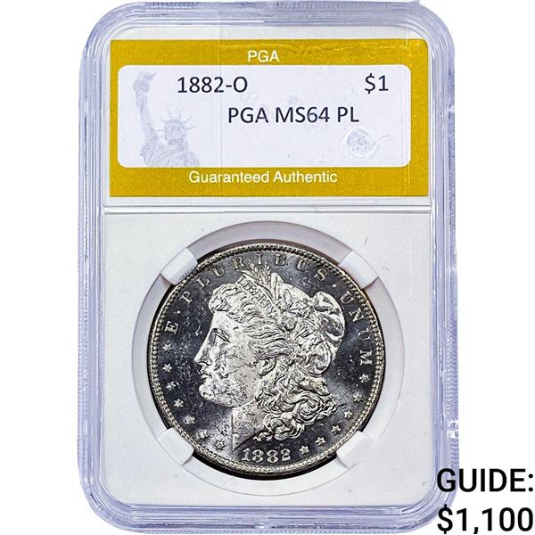 1882-O Morgan Silver Dollar PGA MS64 PL