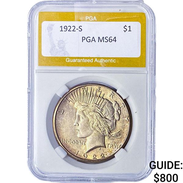 1922-S Silver Peace Dollar PGA MS64