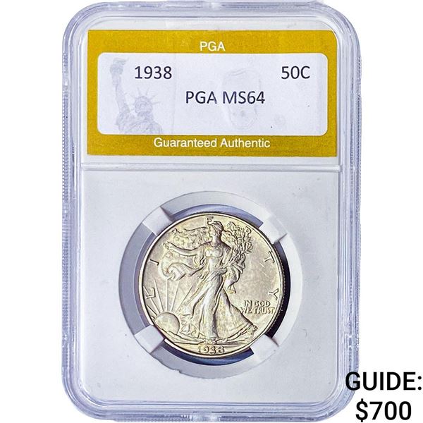 1938 Walking Liberty Half Dollar PGA MS64