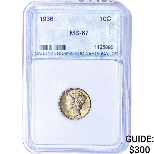 1936 Mercury Silver Dime PGA MS67