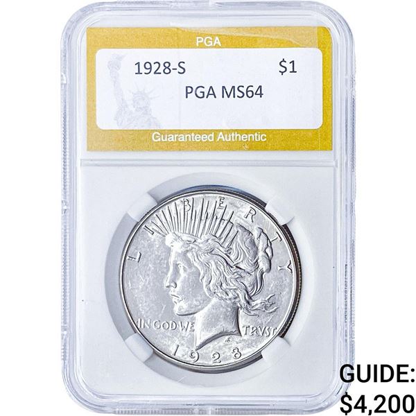 1928-S Silver Peace Dollar PGA MS64
