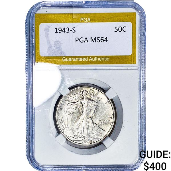 1943-S Walking Liberty Half Dollar PGA MS64