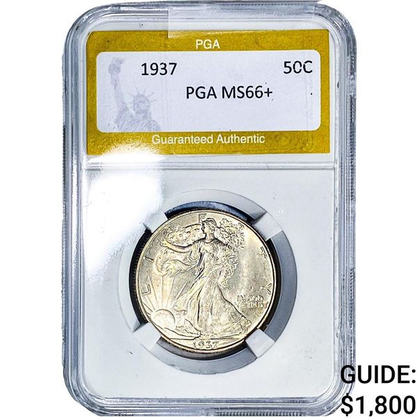 1937 Walking Liberty Half Dollar PGA MS66+