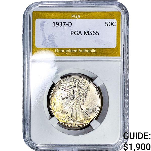 1937-D Walking Liberty Half Dollar PGA MS65