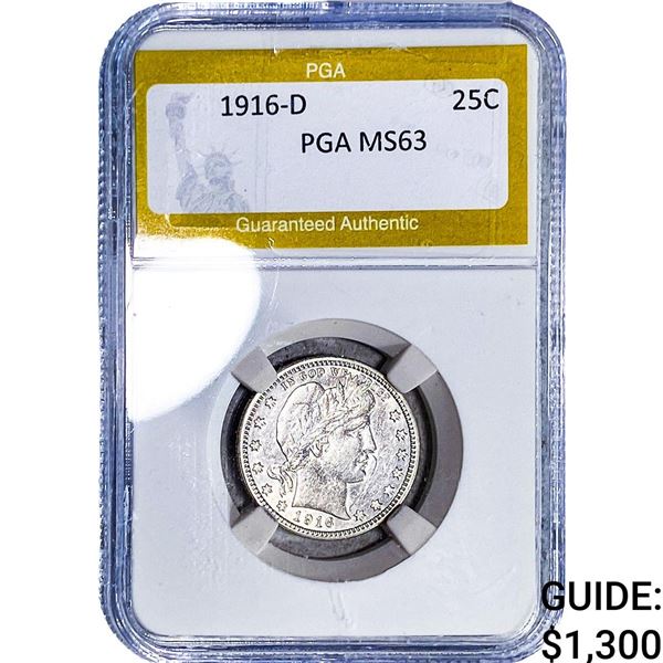 1916-D Barber Quarter PGA MS63