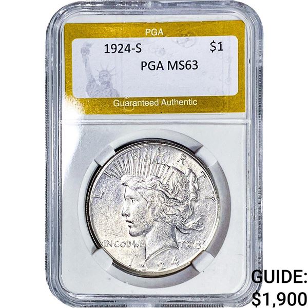 1924-S Silver Peace Dollar PGA MS63