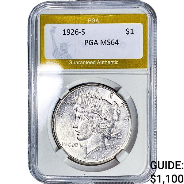 1926-S Silver Peace Dollar PGA MS64