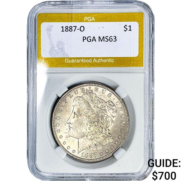 1887-O Morgan Silver Dollar PGA MS63