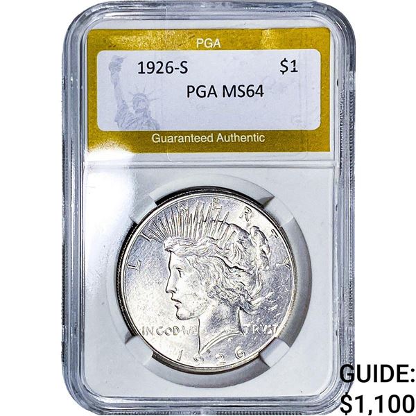 1926-S Silver Peace Dollar PGA MS64