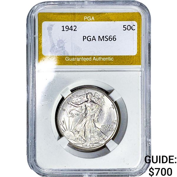 1942 Walking Liberty Half Dollar PGA MS66