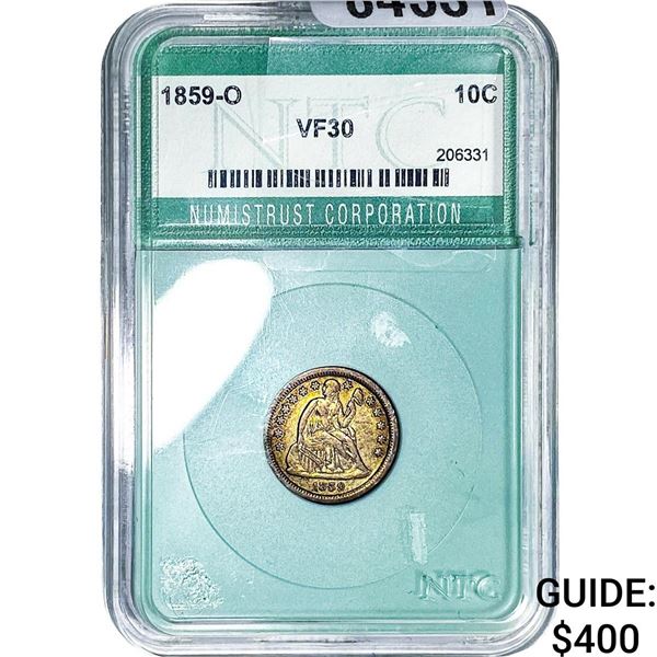 1859-O Seated Liberty Dime NTC VF30