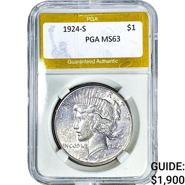 1924-S Silver Peace Dollar PGA MS63