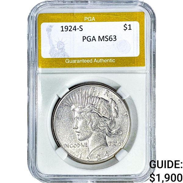 1924-S Silver Peace Dollar PGA MS63