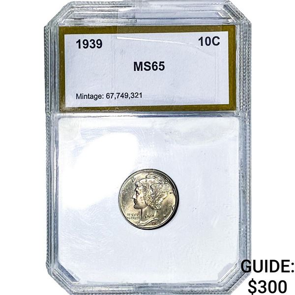 1939 Mercury Silver Dime PCI MS65
