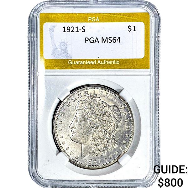 1921-S Morgan Silver Dollar PGA MS64