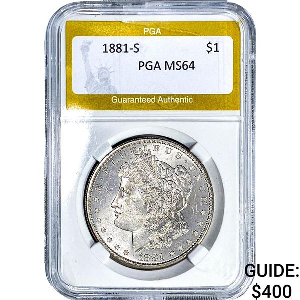 1881-S Morgan Silver Dollar PGA MS64
