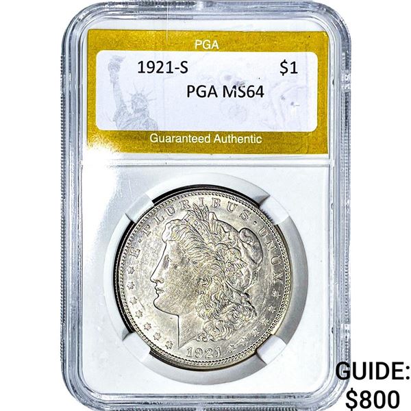 1921-S Morgan Silver Dollar PGA MS64