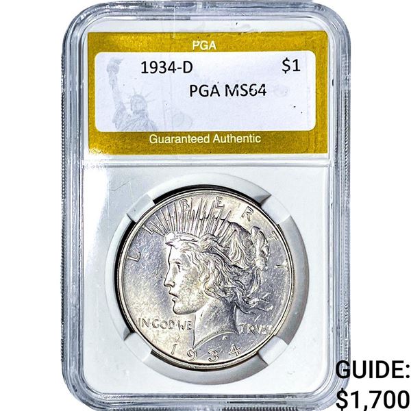 1934-D Silver Peace Dollar PGA MS64