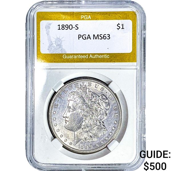 1890-S Morgan Silver Dollar PGA MS63