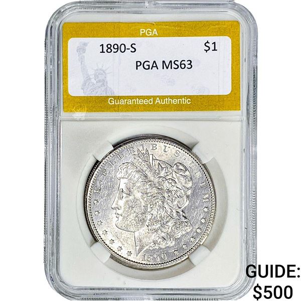 1890-S Morgan Silver Dollar PGA MS63