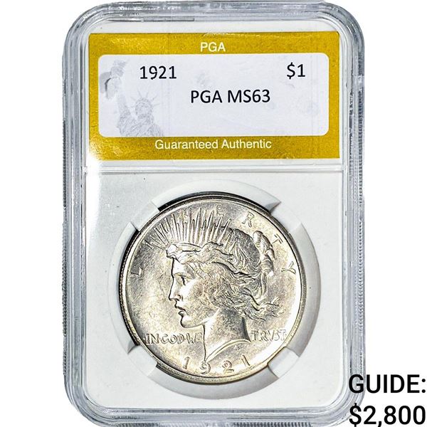 1921 Silver Peace Dollar PGA MS63