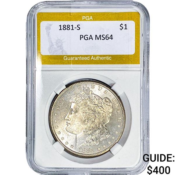 1881-S Morgan Silver Dollar PGA MS64
