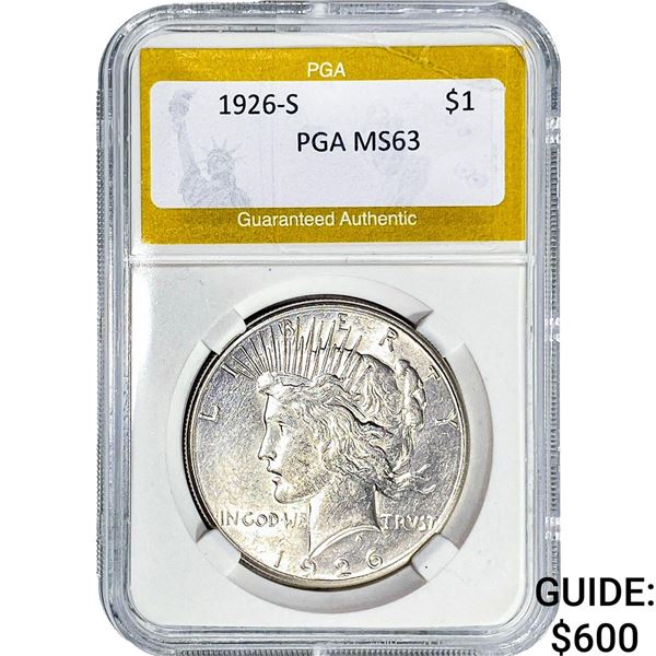 1926-S Silver Peace Dollar PGA MS63