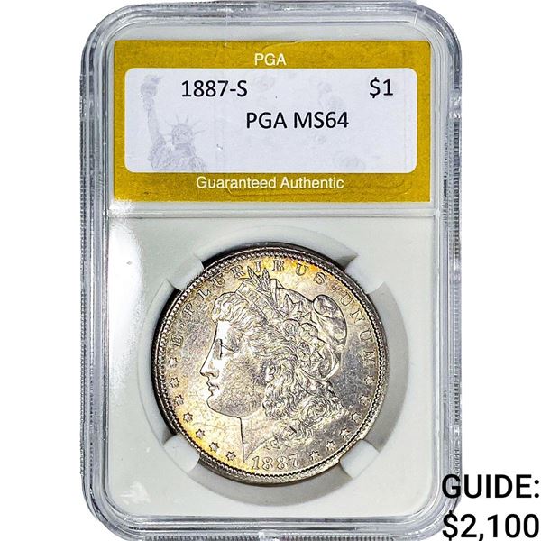 1887-S Morgan Silver Dollar PGA MS64