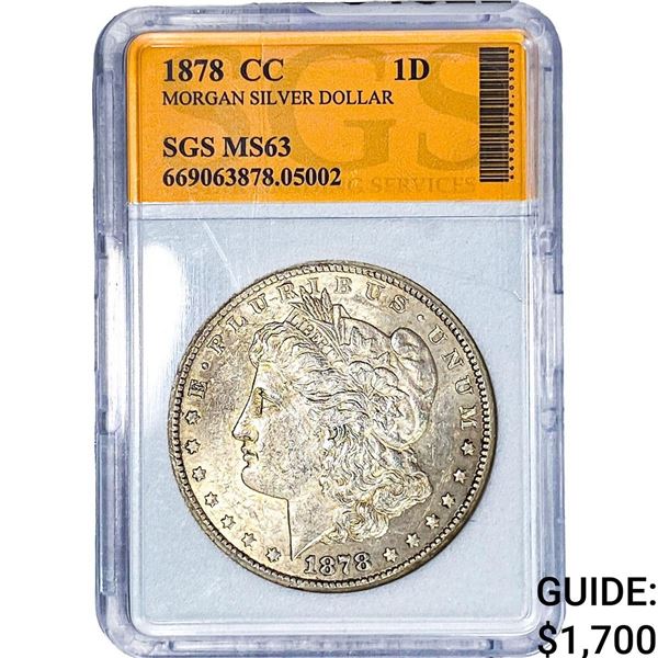 1878-CC Morgan Silver Dollar SGS MS63