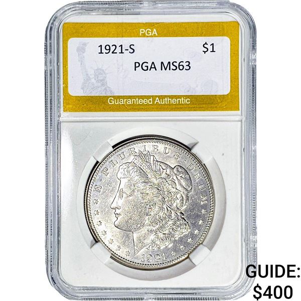 1921-S Morgan Silver Dollar PGA MS63