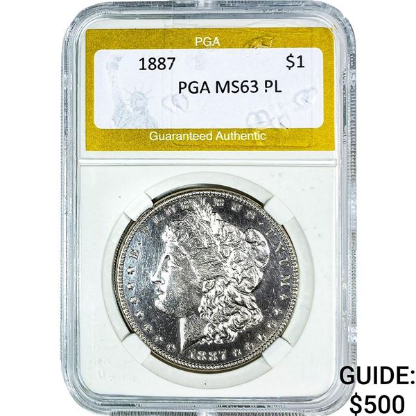 1887 Morgan Silver Dollar PGA MS63 PL