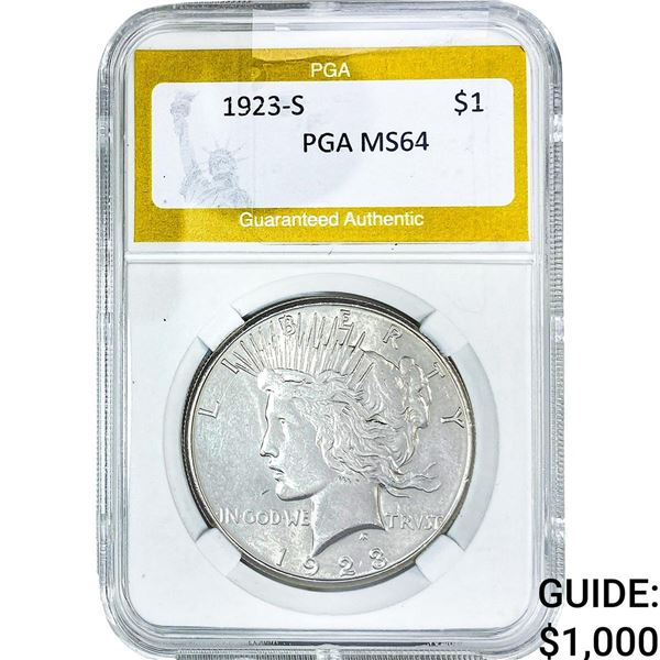 1923-S Silver Peace Dollar PGA MS64