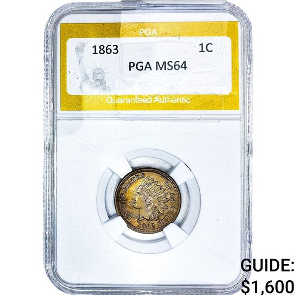 1863 Indian Head Cent PGA MS64