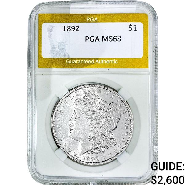 1892 Morgan Silver Dollar PGA MS63