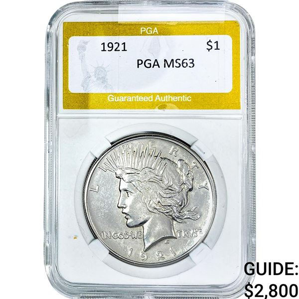 1921 Silver Peace Dollar PGA MS63
