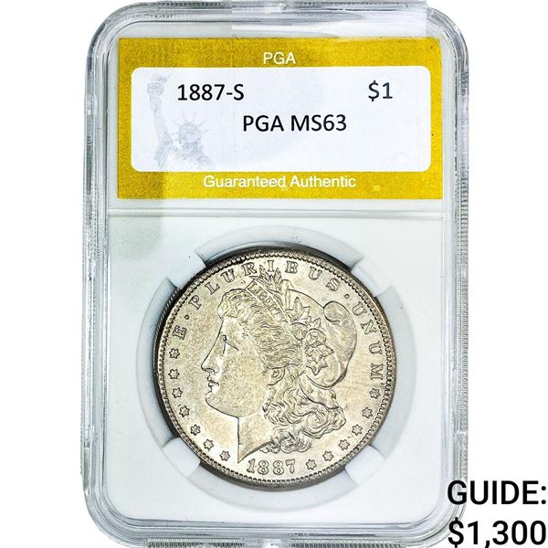 1887-S Morgan Silver Dollar PGA MS63