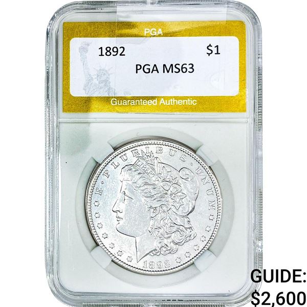 1892 Morgan Silver Dollar PGA MS63
