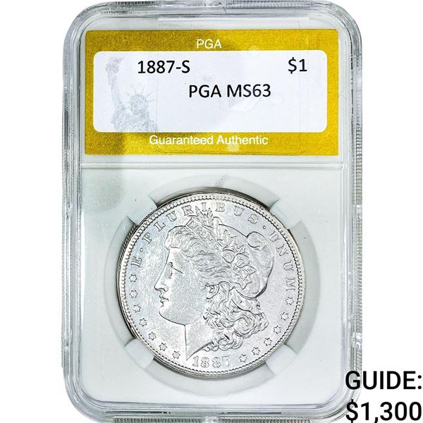 1887-S Morgan Silver Dollar PGA MS63