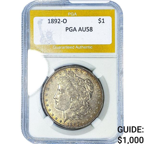 1892-O Morgan Silver Dollar PGA AU58
