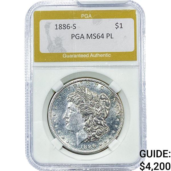 1886-S Morgan Silver Dollar PGA MS64 PL
