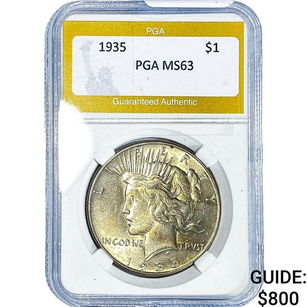 1935 Silver Peace Dollar PGA MS63
