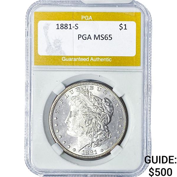 1881-S Morgan Silver Dollar PGA MS65