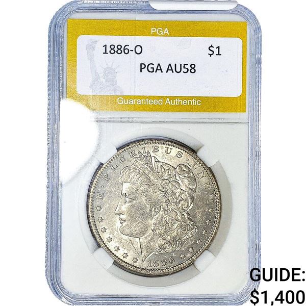 1886-O Morgan Silver Dollar PGA AU58